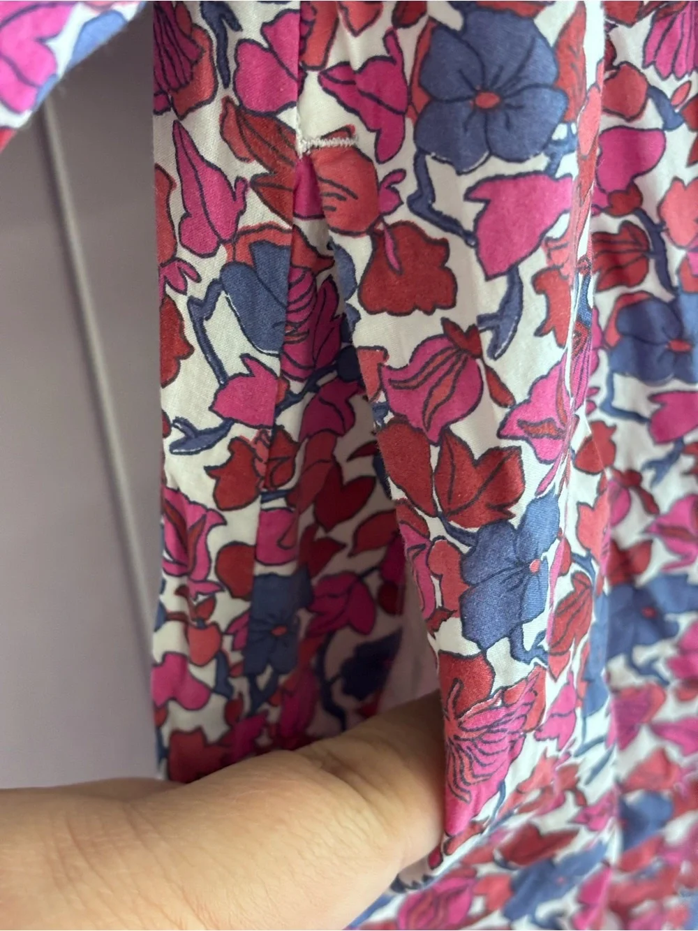J.Crew Berry Floral Smocked Waist Long Sleeve Midi Dress Size Medium 100% Cotton